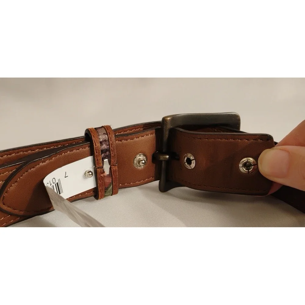 NEW Nocona‎ Mossy Oak Leather Belt Boys Mens Sz 26 Brown Camouflage Hunting